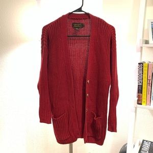 Eddie Bauer Oversized Red Cardigan with Pockets Size XS Petite